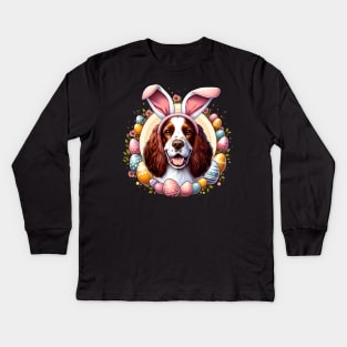 Sussex Spaniel Enjoys Easter with Bunny Ears Delight Kids Long Sleeve T-Shirt
